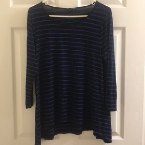 3/4 Sleeve Blue Striped Shirt